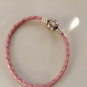 Pink Braided Bracelet with Silver Accents